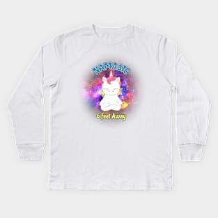 Namaste 6 Feet Away Unicorn Kids Long Sleeve T-Shirt